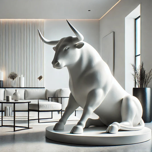 White Charging Bull Statue – Symbol of Elegance and Prosperity