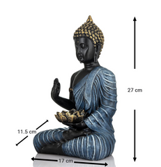 Black and Blue Buddha Statue with Candle Holder - HomiQ