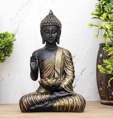 Black and Golden Buddha Statue with Candle Holder - HomiQ