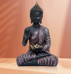 Black and Maroon Buddha Statue with Candle Holder - HomiQ