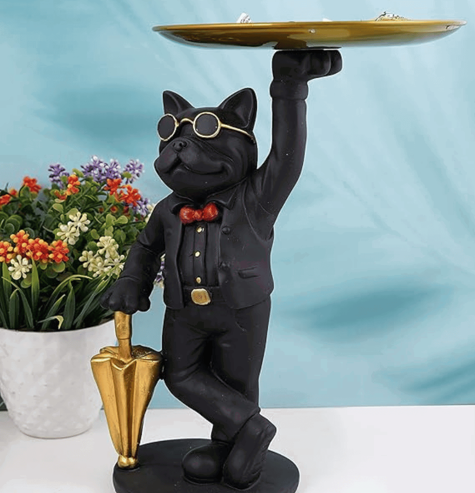 Bulldog Butler Showpiece - Fashionable Resin Storage Holder - HomiQ