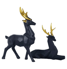 Deer Figurine Set of 2 - Elegant Animal Showpieces for Home Decor - HomiQ