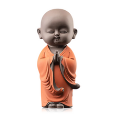 Orange Namaste Monk Statue - Traditional Home Decor - HomiQ