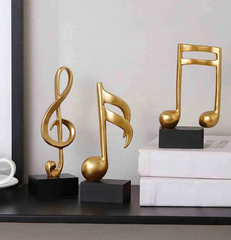 Resin Music Note Sculpture with Golden Finish - HomiQ