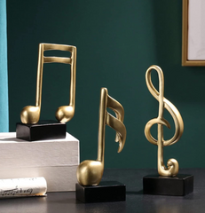 Resin Music Note Sculpture with Golden Finish - HomiQ