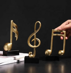 Resin Music Note Sculpture with Golden Finish - HomiQ
