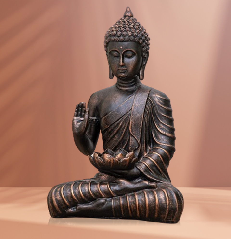 Rusty Buddha Statue with Candle Holder