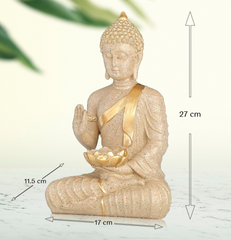 Sand Finish Rust Buddha Statue with Candle Holder - HomiQ
