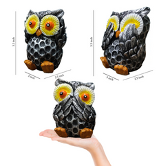 Set of 3 Black Gandhi Style Owl Figurines - HomiQ