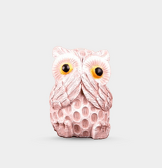 Set of 3 Pink Gandhi Style Owl Figurines - HomiQ
