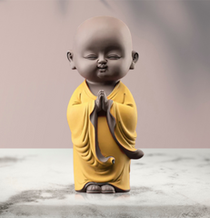Yellow Namaste Monk Statue - Traditional Home Decor - HomiQ