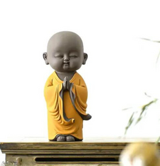 Yellow Namaste Monk Statue - Traditional Home Decor - HomiQ
